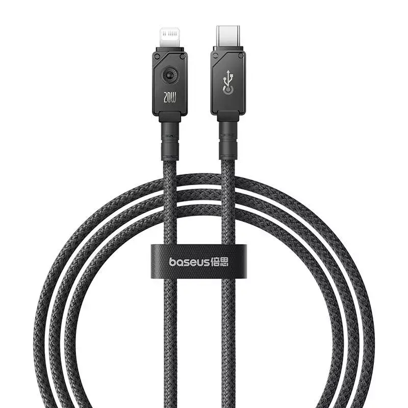 Kábel USB-C na Lightning Baseus Unbreakable 1m 20W – aramidové vlákno, 480 Mbit/s, čierny