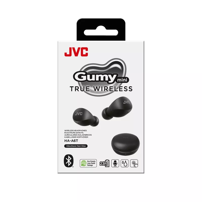 JVC Gumy Mini TWS čierne, True Wireless Stereo (TWS), 20 - 20000 Hz, hovory/hudba, 7,6 g, headset, čierna