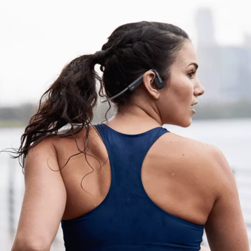 SHOKZ OpenMove slúchadlá bezdrôtové náhrdelné športové Bluetooth sivé