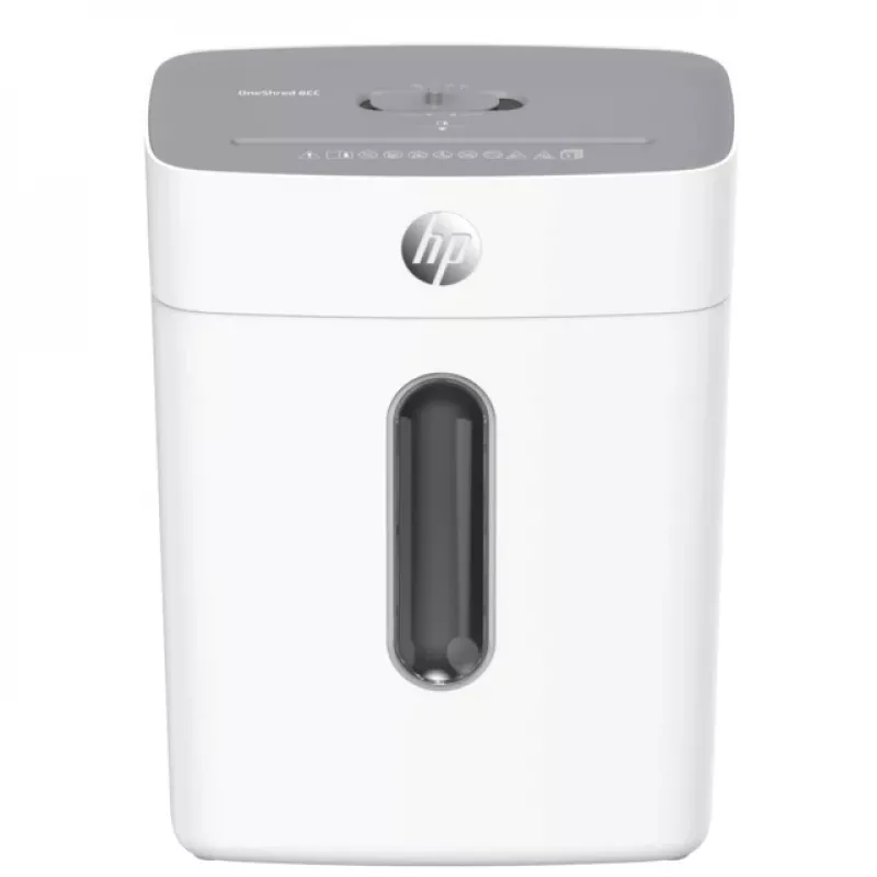 HP OneShred 8CC 2801 skartovač papiera, mikrorez 5x18 mm, P-4, 8 listov, 15 l, 68 dB, svetlosivý