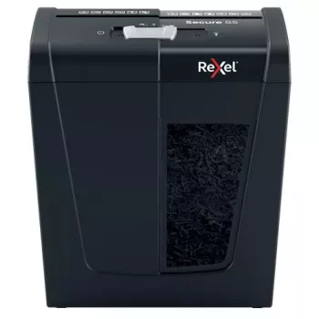Skartovač REXEL Secure S5 — prúžkový rez, kapacita 5 listov, 6 mm rez, 10 l zásobník, bezpečnosť P-2, čierna