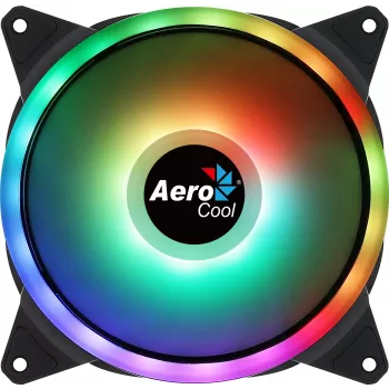 Aerocool DUO14 PC ventilátor 14 cm ARGB LED Dual Ring antivibračný 6-pin čierny
