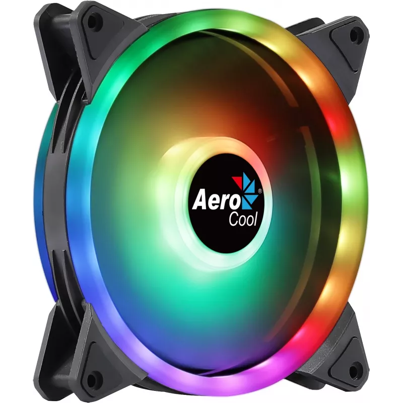 Aerocool DUO14 PC ventilátor 14 cm ARGB LED Dual Ring antivibračný 6-pin čierny