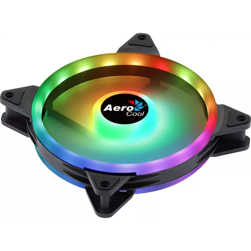 Aerocool DUO14 PC ventilátor 14 cm ARGB LED Dual Ring antivibračný 6-pin čierny