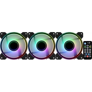 Aerocool MIRAGE12PRO Kit 3xFan PC 12 cm ARGB 6 Pins Hub tichý čierny