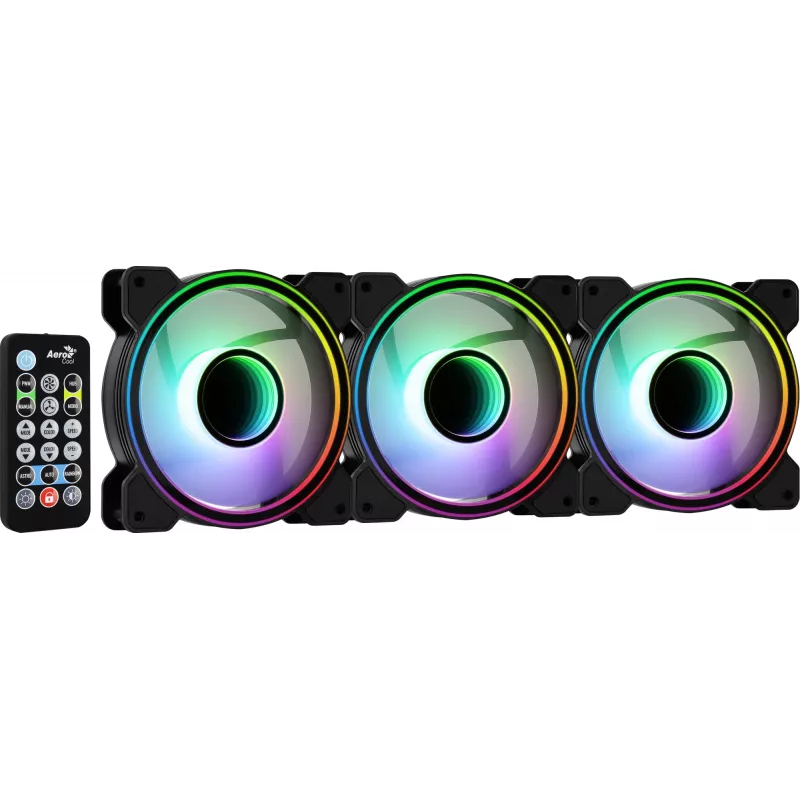 Aerocool MIRAGE12PRO Kit 3xFan PC 12 cm ARGB 6 Pins Hub tichý čierny
