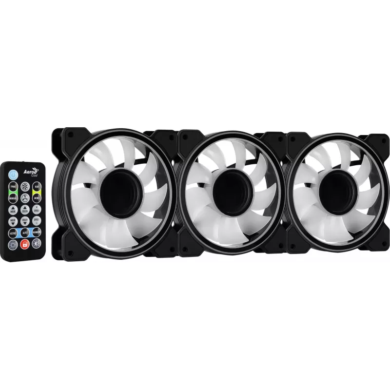 Aerocool MIRAGE12PRO Kit 3xFan PC 12 cm ARGB 6 Pins Hub tichý čierny