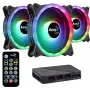 Aerocool DUO12PRO Kit 3x ventilátor 12 cm ARGB LED Dual-Ring antivibračný 6 Pins, čierny