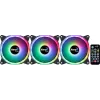 Aerocool DUO12PRO Kit 3x ventilátor 12 cm ARGB LED Dual-Ring antivibračný 6 Pins, čierny