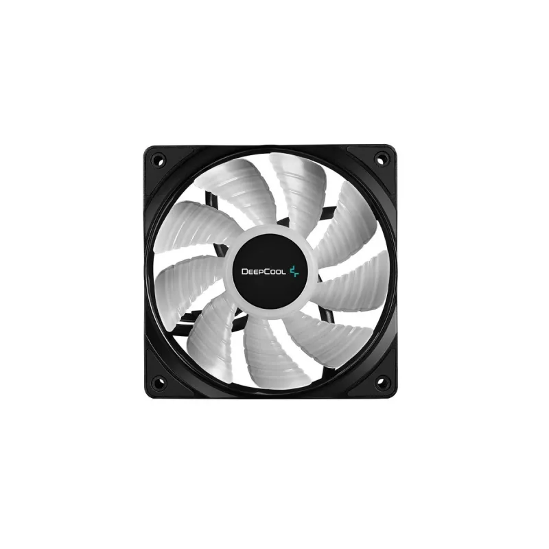 120 mm skriňový ventilátor DeepCool RF120 — biely/čierny, 120×25 mm, 4-pol PWM, RGB LED, hydrodynamické ložisko