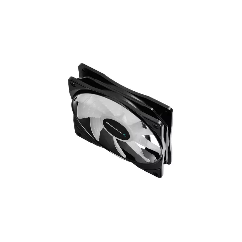 120 mm skriňový ventilátor DeepCool RF120 — biely/čierny, 120×25 mm, 4-pol PWM, RGB LED, hydrodynamické ložisko