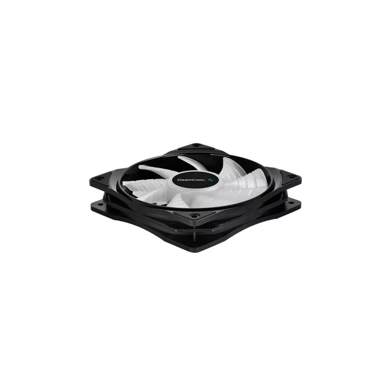 120 mm skriňový ventilátor DeepCool RF120 — biely/čierny, 120×25 mm, 4-pol PWM, RGB LED, hydrodynamické ložisko