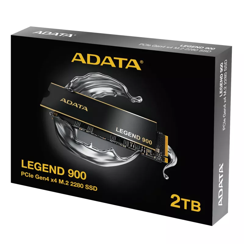 ADATA LEGEND 900 SLEG-900-2TCS M.2 2280 NVMe SSD disk, 2 TB, PCIe 4.0 x4, NVMe 1.4, 7000/5400 MB/s, čierny/zlatý