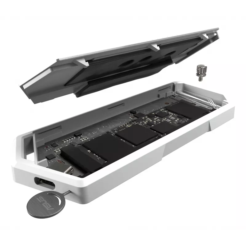 Puzdro na SSD ASUS ROG Strix Arion White Edition — M.2 PCIe, USB Type-C 10 Gbit/s, pre jeden SSD