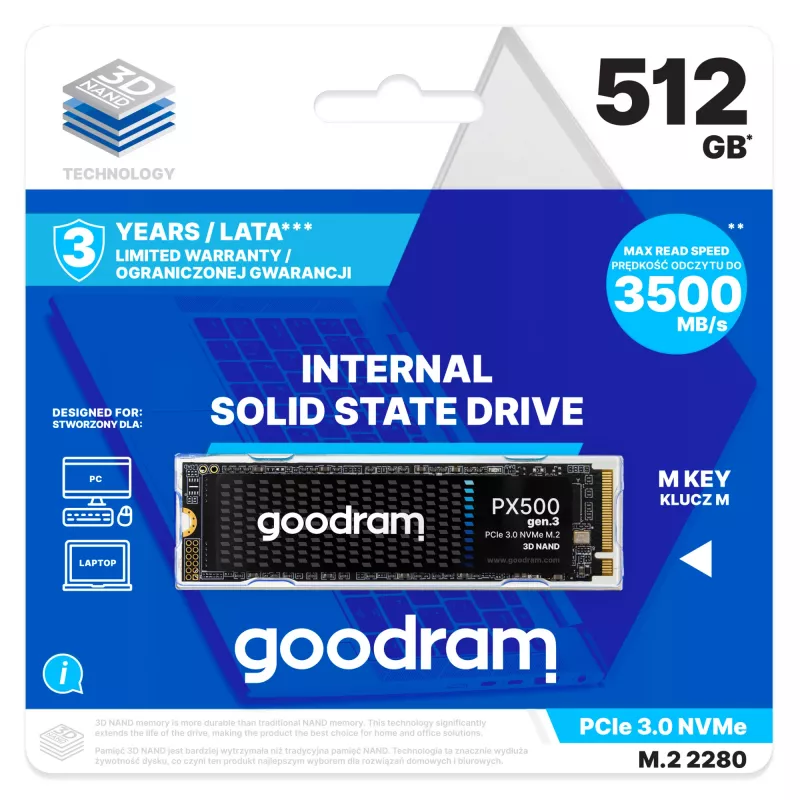 Goodram PX500 GEN.3 SSDPR-PX500-512-80-G3 interný SSD disk 512 GB M.2 PCI Express 3.0 NVMe 3D NAND