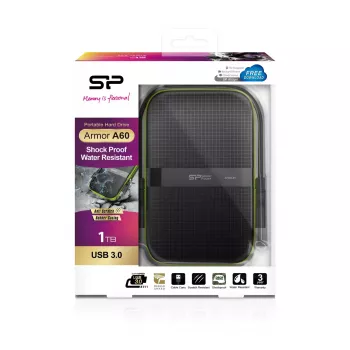 Externý HDD Silicon Power Armor A60 1 TB 2,5 palca USB 3.2 Gen 1, nárazuvzdorný, AES-256, čierny