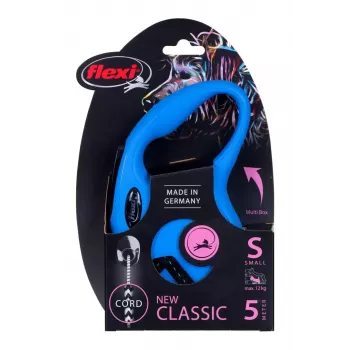 Navíjacie vodítko Flexi New Classic S — šnúra, 5 m, samostatné vodítko, modrá, max. zaťaženie 12 kg