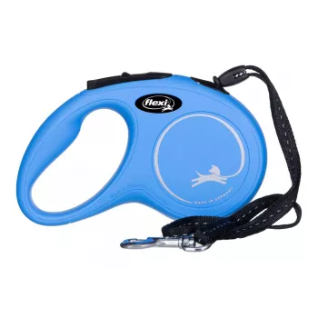 Navíjacie vodítko Flexi New Classic S — šnúra, 5 m, samostatné vodítko, modrá, max. zaťaženie 12 kg