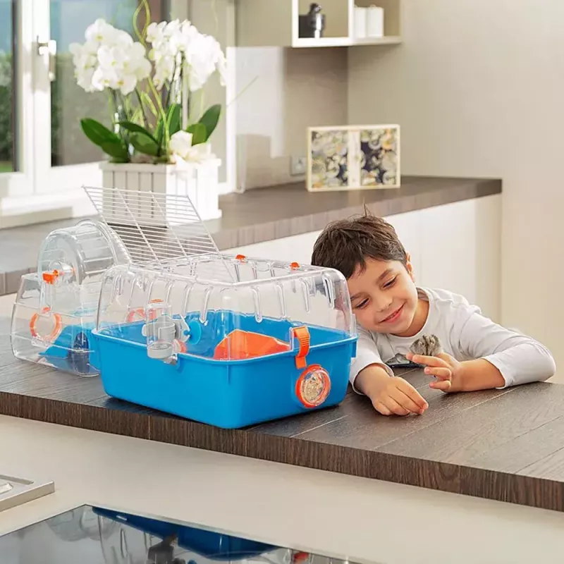 Klietka FERPLAST Combi 2 pre škrečky, modrá transparentná, B795×T295×H263 mm, technopolymér