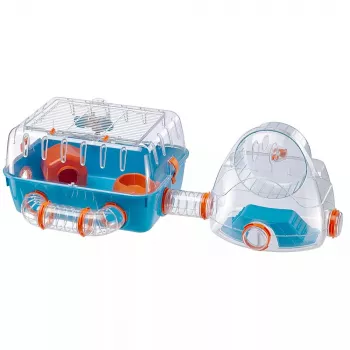Klietka FERPLAST Combi 2 pre škrečky, modrá transparentná, B795×T295×H263 mm, technopolymér