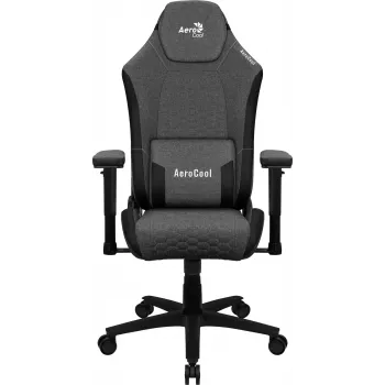 Univerzálna herná stolička AEROCOOL CROWNASHBK — čierna čalúnená sedacia plocha a operadlo, 2D podrúčky, plynová pružina triedy 4, max. hmotnosť 150 kg