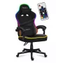 Herná stolička Huzaro FORCE 4.4 RGB čierna — látkou čalúnené škrupinové sedadlo, max. 130 kg, nastaviteľné operadlo, výška 115–125 cm, RGB osvetlenie