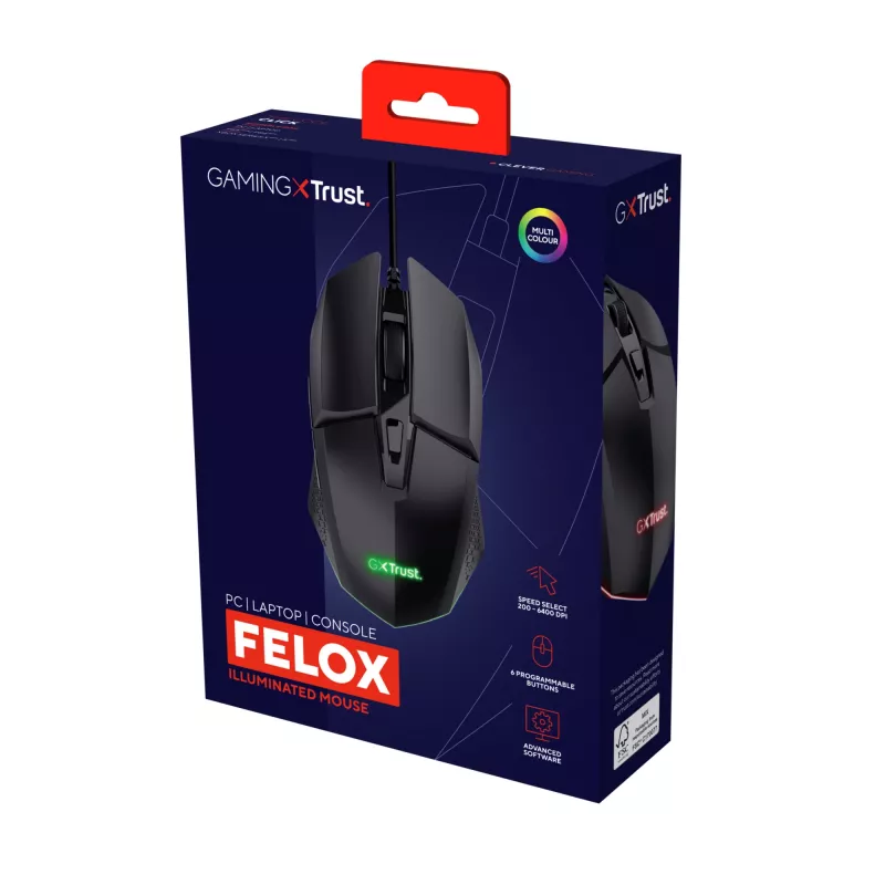 Trust GXT 109 Felox myš herná pre pravákov USB Type-A optická 6400 DPI