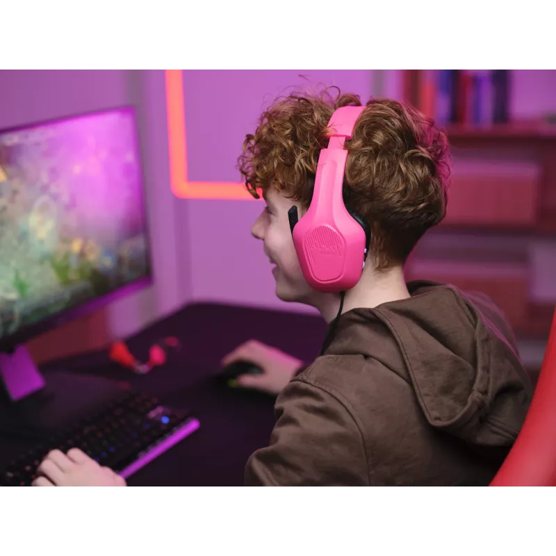 Trust GXT 415P Zirox headset káblový s hlavovým mostom herný ružový