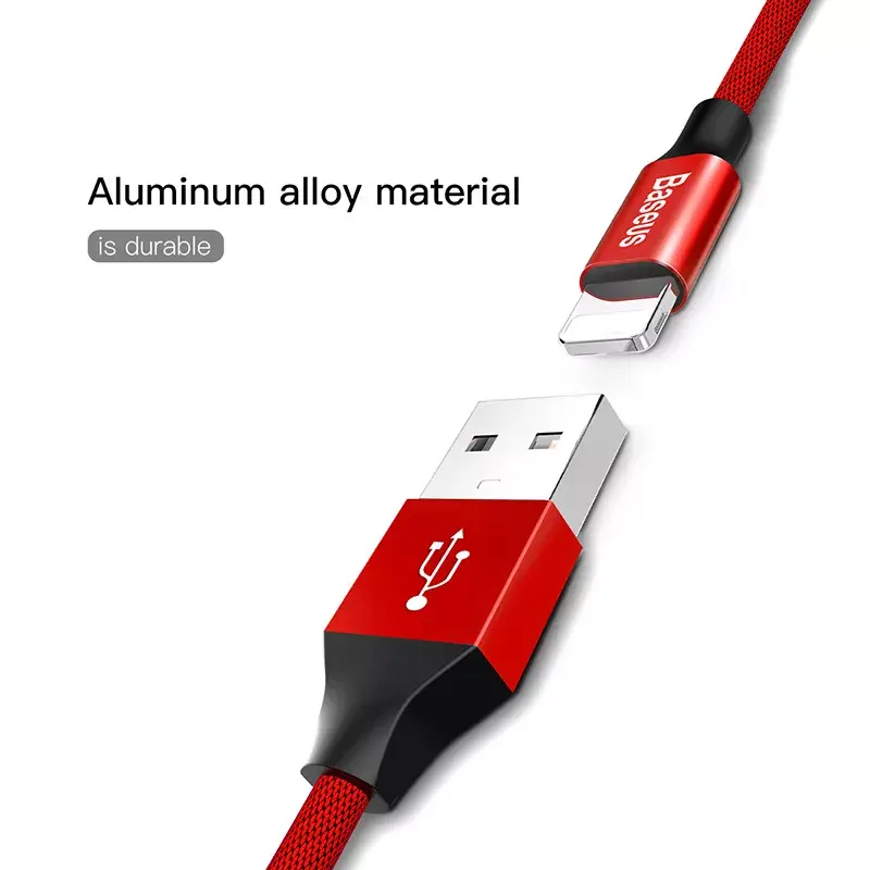 USB-A na Lightning kábel Baseus Yiven 1,8 m, 2 A výstup, červený, plášť z termoplastického elastomeru