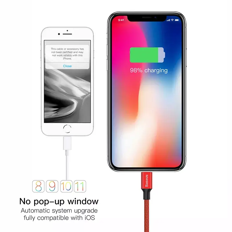 USB-A na Lightning kábel Baseus Yiven 1,8 m, 2 A výstup, červený, plášť z termoplastického elastomeru