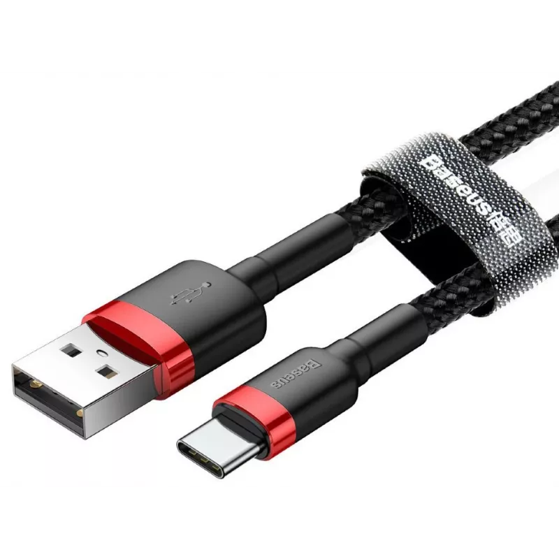 BASEUS Pletený Cafule rýchlonabíjací kábel - USB Type-A na Type-C 2A - 2 m - čierny (nylon)