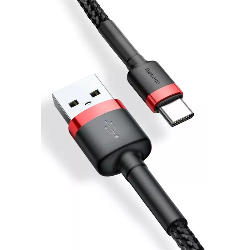 BASEUS Pletený Cafule rýchlonabíjací kábel - USB Type-A na Type-C 2A - 2 m - čierny (nylon)