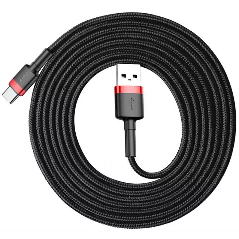 BASEUS Pletený Cafule rýchlonabíjací kábel - USB Type-A na Type-C 2A - 2 m - čierny (nylon)