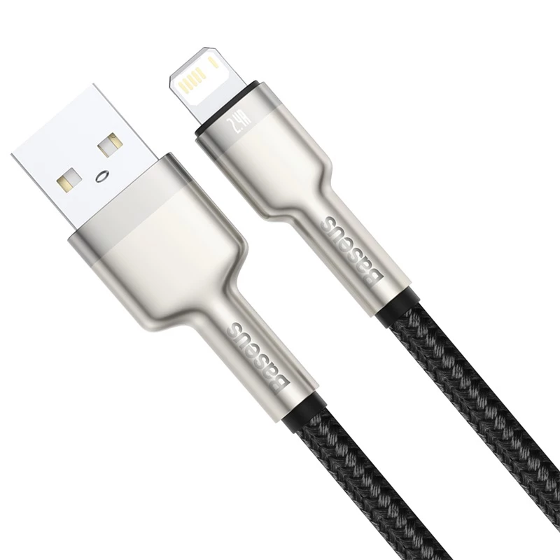 BASEUS Fast Charge Cafule dátový prenosový kábel - USB Type-A na Lightning - 480 Mbit/s (2,4 A PD) - 1 m - čierna
