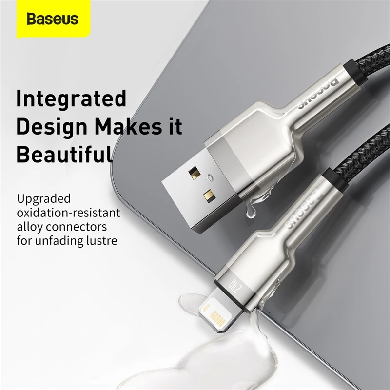 BASEUS Fast Charge Cafule dátový prenosový kábel - USB Type-A na Lightning - 480 Mbit/s (2,4 A PD) - 1 m - čierna