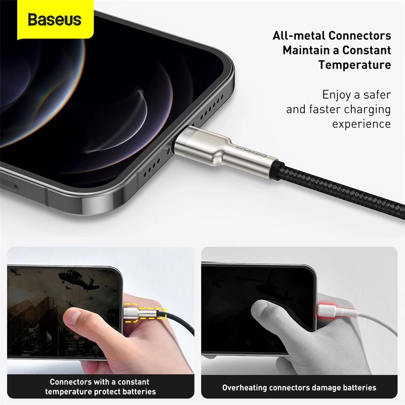 BASEUS Fast Charge Cafule dátový prenosový kábel - USB Type-A na Lightning - 480 Mbit/s (2,4 A PD) - 1 m - čierna