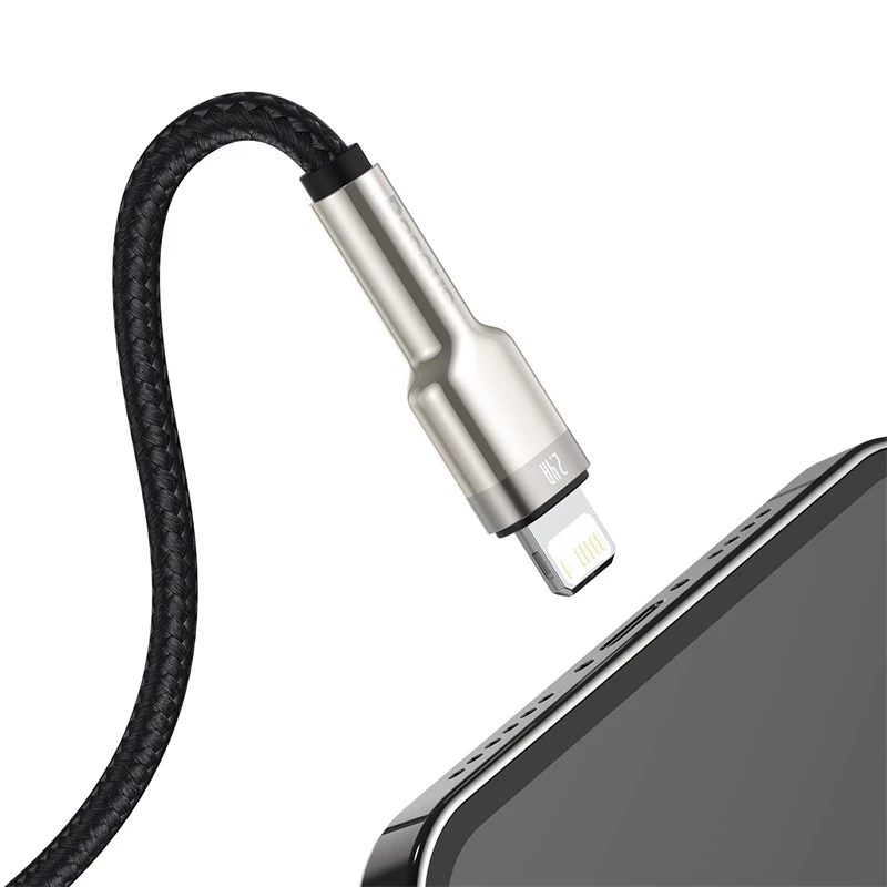 BASEUS Fast Charge Cafule dátový prenosový kábel - USB Type-A na Lightning - 480 Mbit/s (2,4 A PD) - 1 m - čierna
