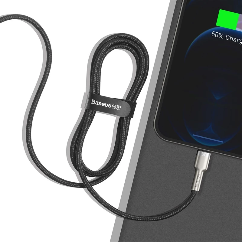BASEUS Fast Charge Cafule dátový prenosový kábel - USB Type-A na Lightning - 480 Mbit/s (2,4 A PD) - 1 m - čierna