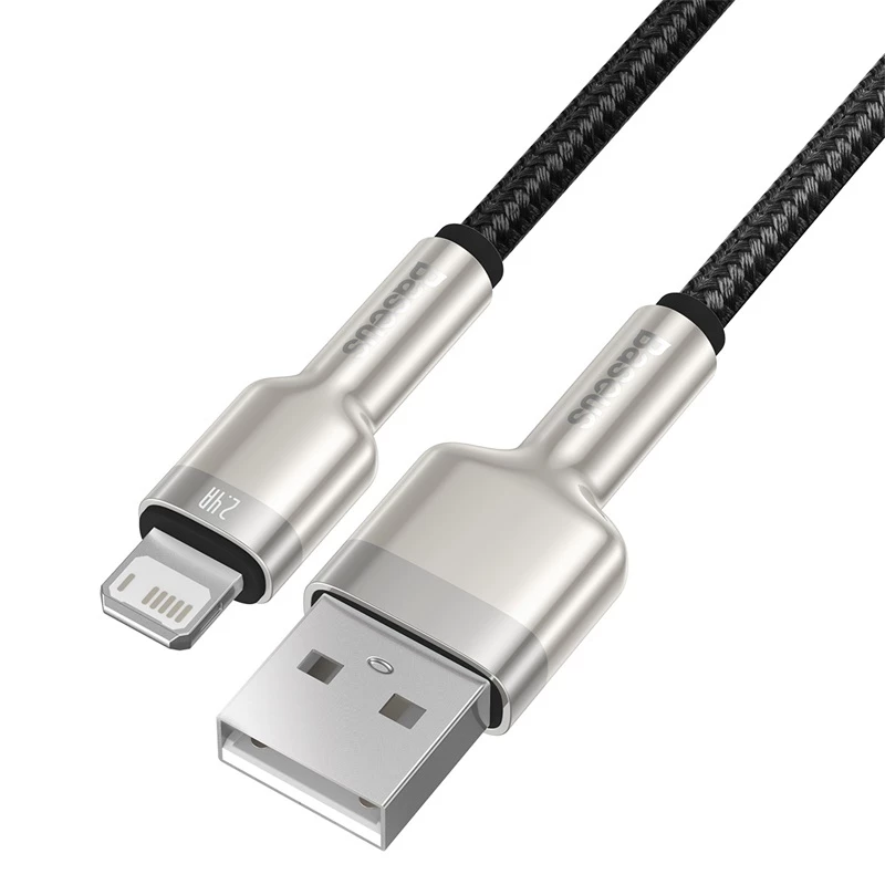 BASEUS Fast Charge Cafule dátový prenosový kábel - USB Type-A na Lightning - 480 Mbit/s (2,4 A PD) - 1 m - čierna