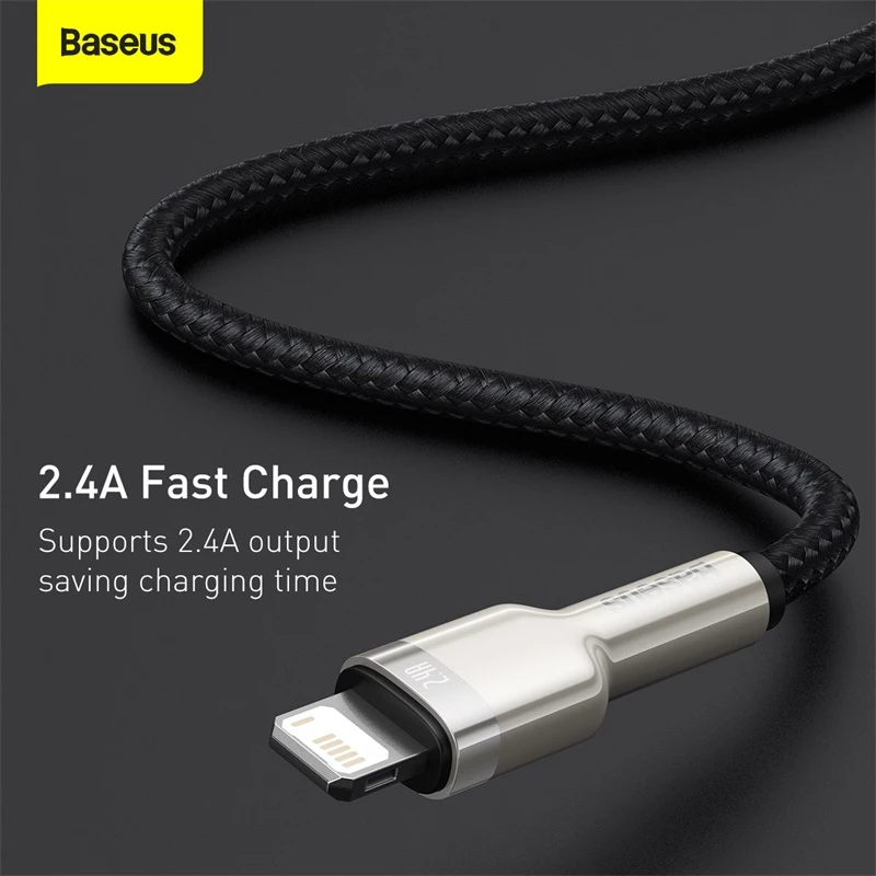 BASEUS Fast Charge Cafule dátový prenosový kábel - USB Type-A na Lightning - 480 Mbit/s (2,4 A PD) - 1 m - čierna