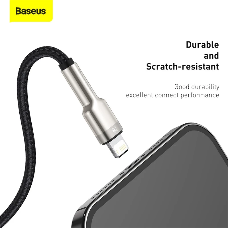 BASEUS Fast Charge Cafule dátový prenosový kábel - USB Type-A na Lightning - 480 Mbit/s (2,4 A PD) - 1 m - čierna