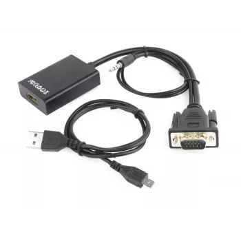 GEMBIRD VGA na HDMI adaptérový kábel, USB napájaný 15 cm - čierna
