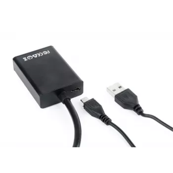 GEMBIRD VGA na HDMI adaptérový kábel, USB napájaný 15 cm - čierna