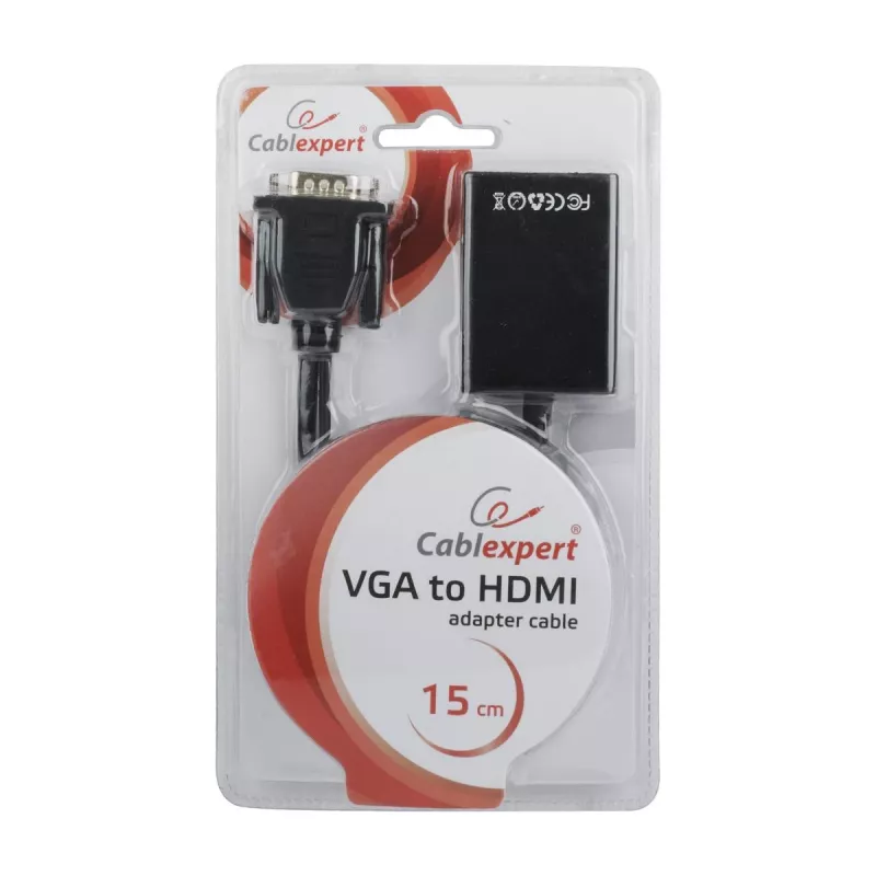 GEMBIRD VGA na HDMI adaptérový kábel, USB napájaný 15 cm - čierny