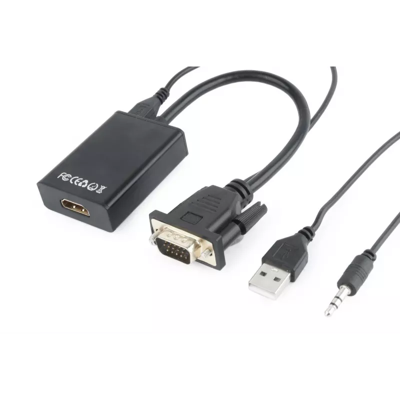 GEMBIRD VGA na HDMI adaptérový kábel, USB napájaný 15 cm - čierny