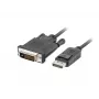 Video adaptérový kábel LANBERG DisplayPort (konektor samec) na DVI-D (konektor samec), 1 m, čierny, podporuje 1080p