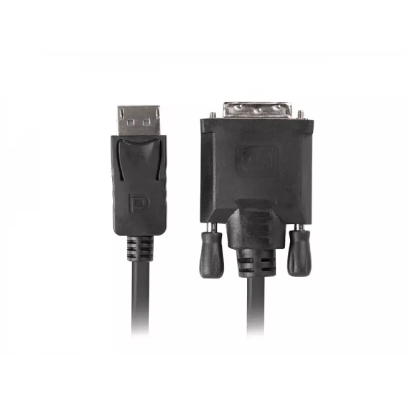 Video adaptérový kábel LANBERG DisplayPort (konektor samec) na DVI-D (konektor samec), 1 m, čierny, podporuje 1080p