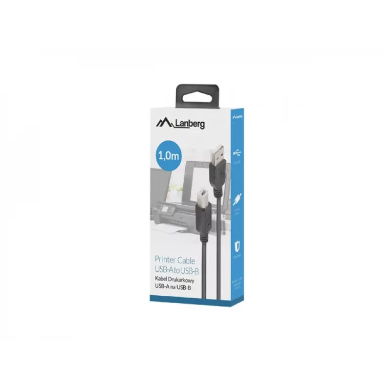 LANBERG USB-A(m)->USB-B(m) 2.0 kábel 1 m čierny Ferrit, box