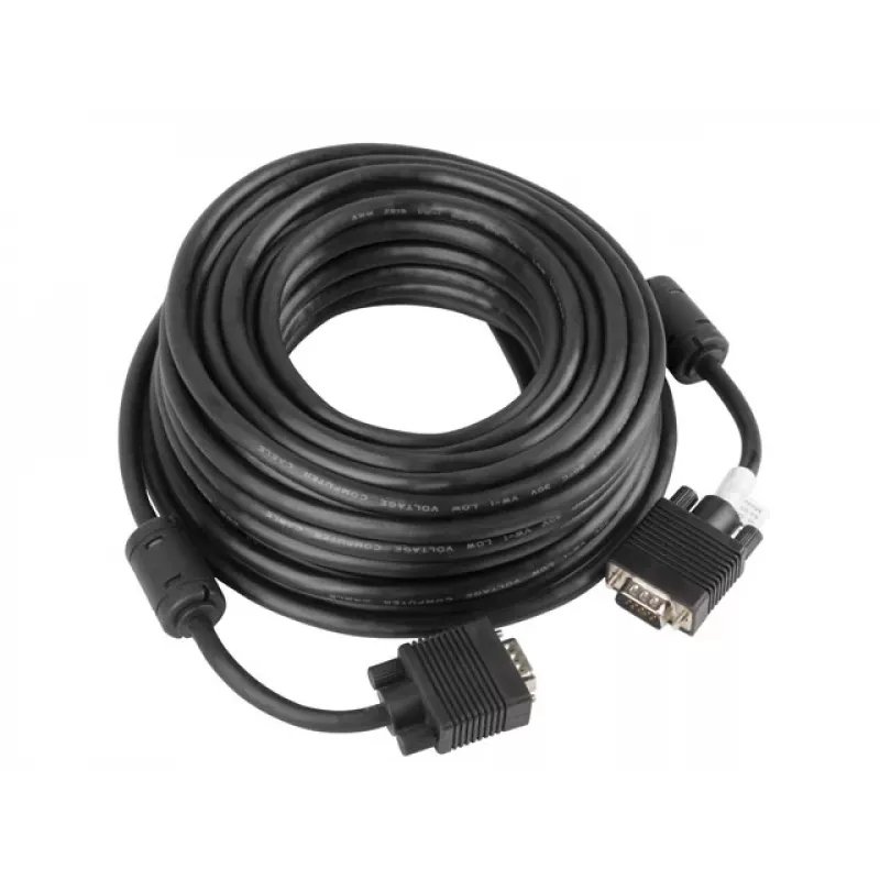 VGA kábel LANBERG CA-VGAC-10CC-0150-B — 15 m, VGA (D-Sub) konektor samec na konektor samec, čierny, feritové jadro