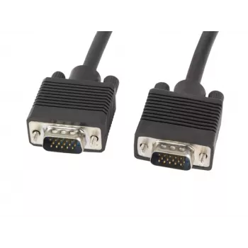 VGA kábel LANBERG CA-VGAC-10CC-0050-B, 5 m, konektor samec na konektor samec, PVC plášť, feritové jadro, čierny